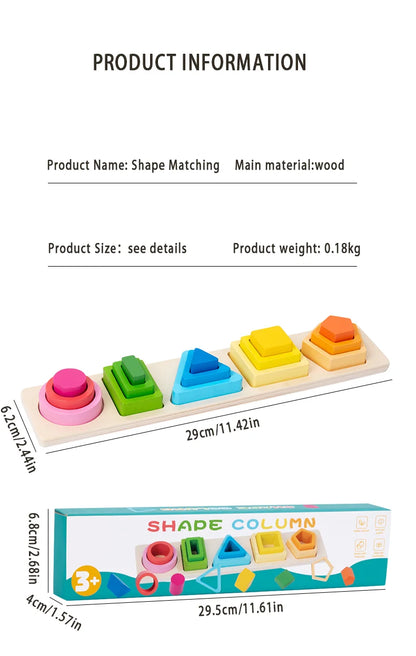 Bloques de desarrollo de inteligencia para bebés, juguetes de madera para combinar en la educación temprana, color y cognición de formas, educación Montessori