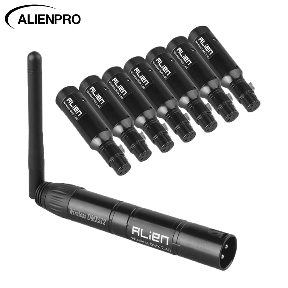 Alien recarregável 2.4g ism sem fio dmx 512 dfi controlador xlr receptor transmissor para discoteca dj festa bar dmx palco par luz