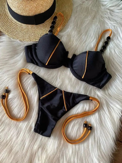 RUOTONGSEPT Nuevo conjunto de bikini push up sexy para mujer, traje de baño de cintura baja para mujer, traje de baño de dos piezas para playa 2023