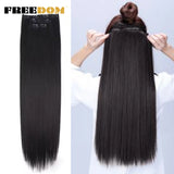 Kit 4 peças extensões de cabelo liso 60cm clip in aplique sintético ombre castanho e louro