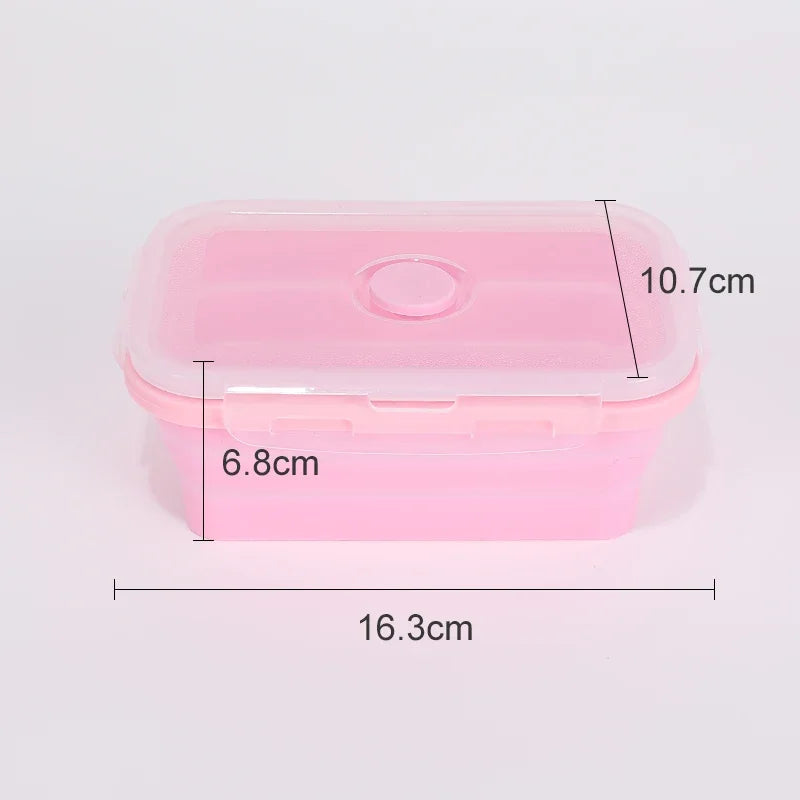 Collapsible Silicone Food Storage Container,Bento Lunch Boxes For Kitchen, Microwave Safe. Foldable Design Saves Your Space.