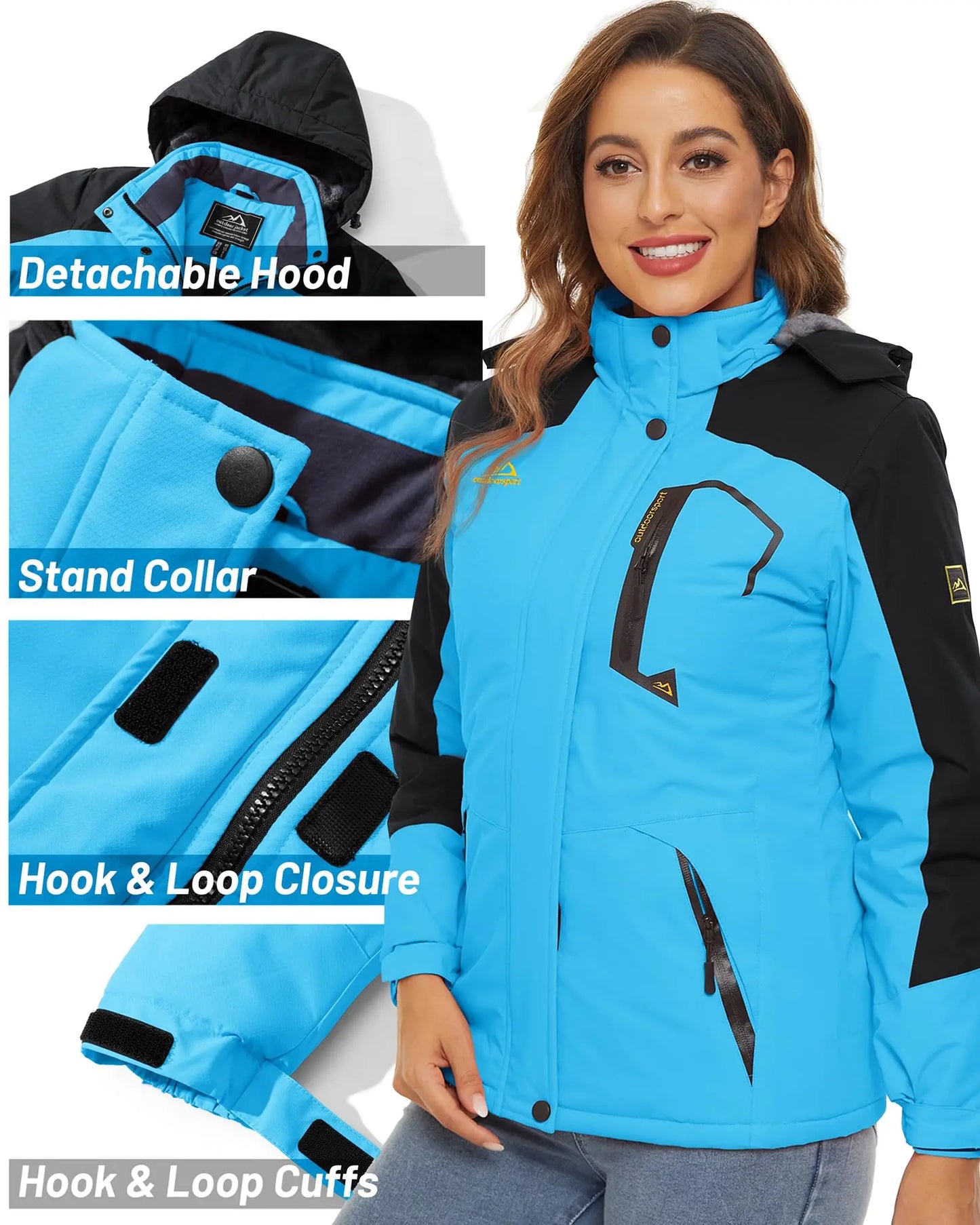 TACVASEN Chaqueta de esquí y snowboard de invierno para mujer, forro polar térmico, impermeable, informal, para trabajo, lluvia, cortavientos, parka