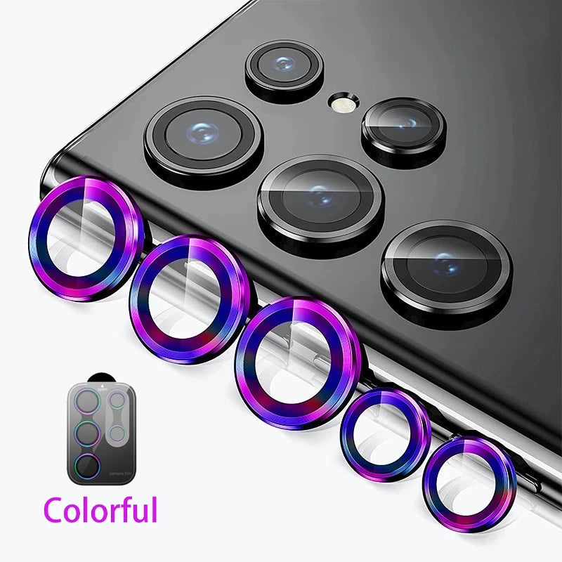 Metal Lens Ring Glass For Samsung Galaxy S24 S23 S22 Ultra Plus Z Flip Fold 6 Camera Protection Cover Tempered Glass Accessories