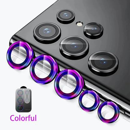Metal Lens Ring Glass For Samsung Galaxy S24 S23 S22 Ultra Plus Z Flip Fold 6 Camera Protection Cover Tempered Glass Accessories