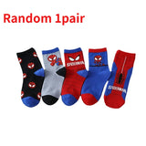 Disney Socks Kids Baby Socks Spiderman Cartoon Anime Hero Cotton Boys Tube Sock Children Autumn Winter Kids Socks Random 1pairs