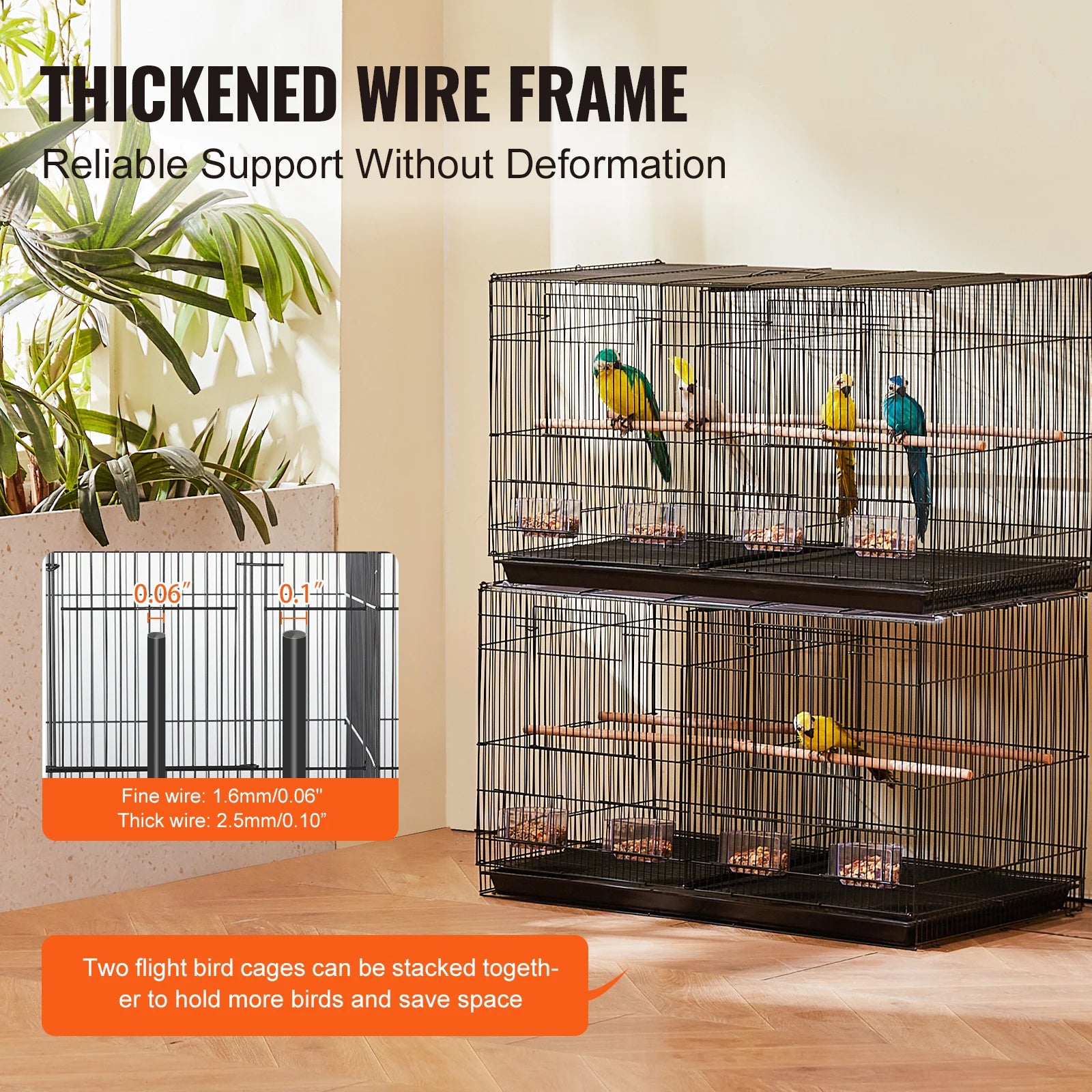 SucceBuy 30In Flight Bird Cage Stackable Divided Small Animal Cage for Kinds of Birds Pet Travel Birdcage with Handle and Perch