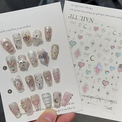 Shining Aurora Shell Light Butterfly Nail Stickers 5D Nail Art Design Decoration Decals DIY Manicure High Quality