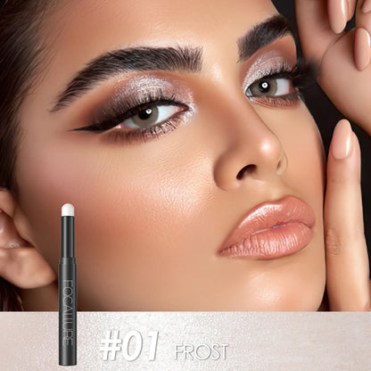 FOCALLURE Lápiz de sombra de ojos perlado de 24 colores, resistente al agua, con brillo, pigmento brillante, delineador en barra, herramientas de maquillaje