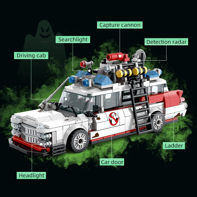 Mini Ghost Racing Car Building Blocks 562PCS MOC Model Car Bricks DIY Assembly Toy Kids Adults Halloween Christmas Birthday Gift