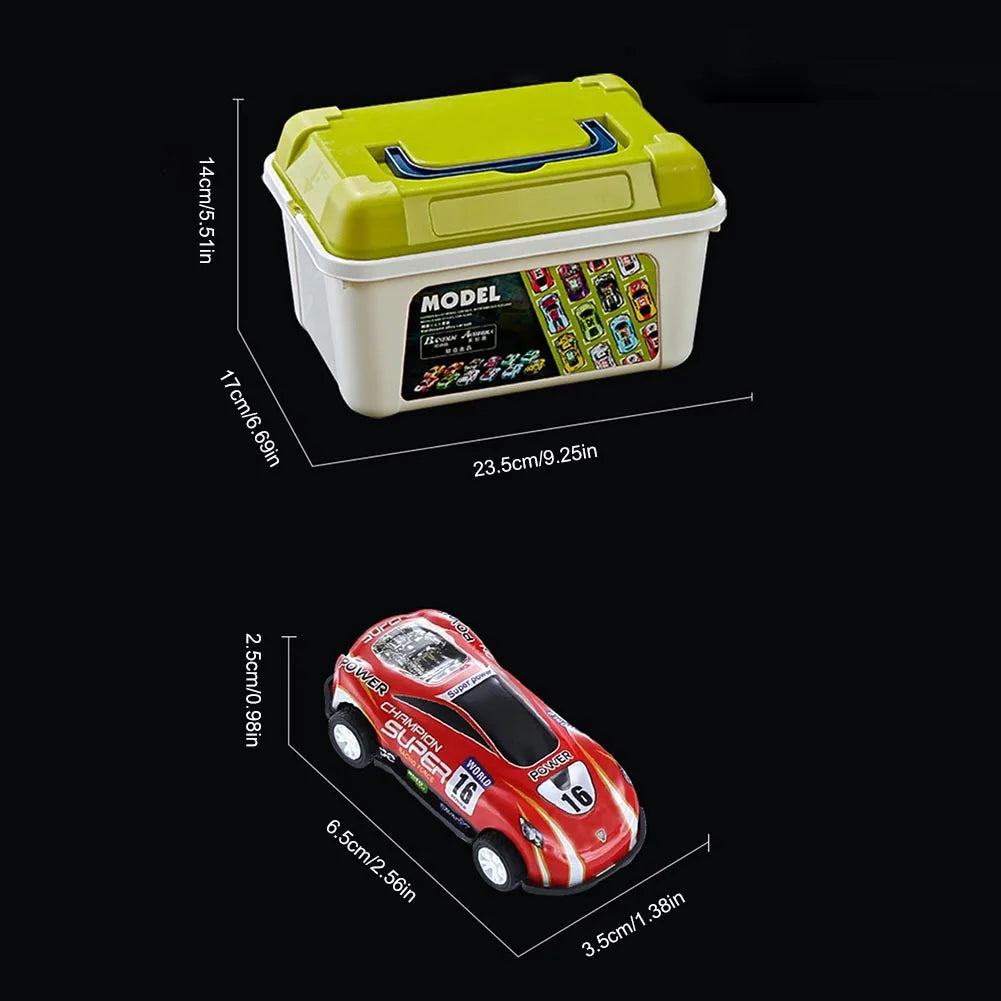 Mini coche de aleación con caja de almacenamiento, coches fundidos a presión, juguetes para niños, vehículo de inercia deslizante, kit de juguetes para niños, regalos para niños