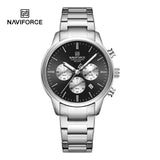 NAVIFORCE NF8076 Sports Watches for Men Stainless Steel Strap Quartz 3ATM Waterproof Shockproof New Fashionable Watch