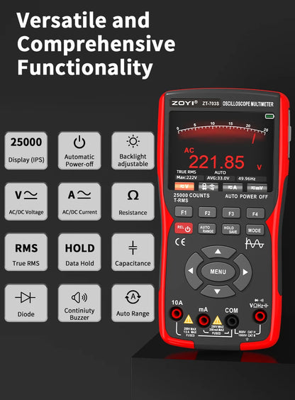 ZOYI Two-channel oscilloscope ZT-703S multifunction signal generator 3-in-1 high-precision electrician