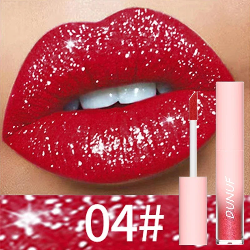 Impermeável Matte Glitter Batom Líquido, Diamante Brilhante Lip Gloss, de Longa Duração, Pérola Lipgloss, Mulheres Lip Tint, Maquiagem Cosméticos, Novo