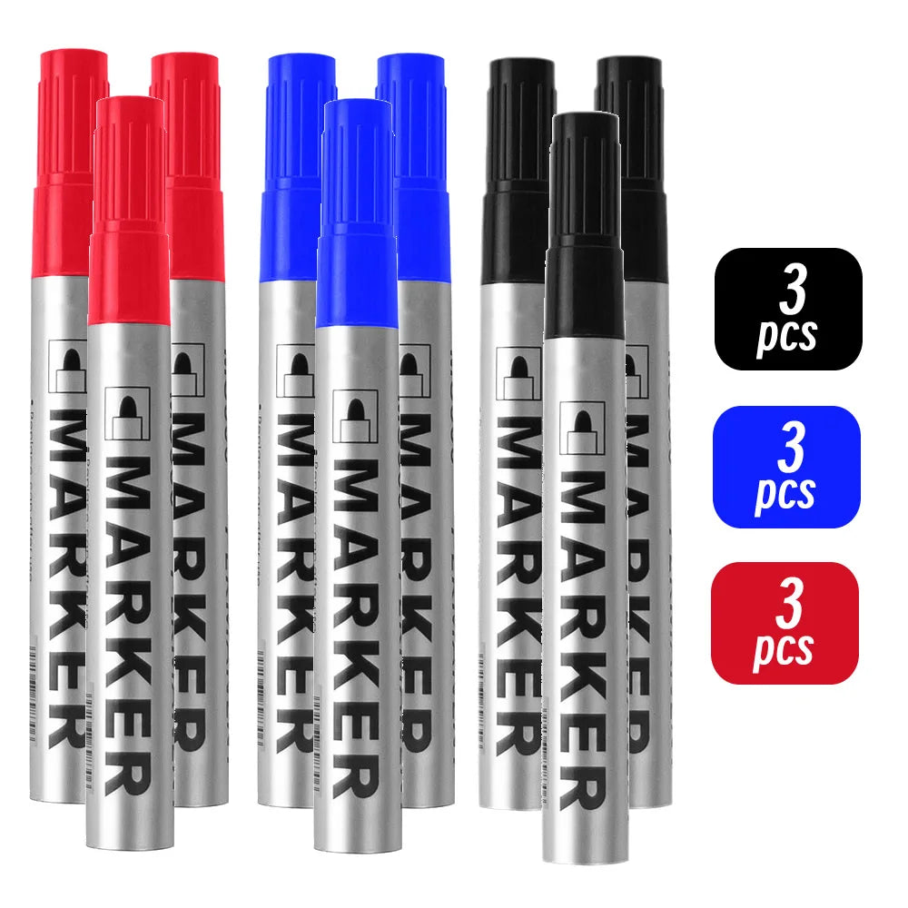 Permanent Paint Marker Pen Waterproof Black Pen for Tire Oily Markers Quick Drying Signature Pen Stationery Supplies
