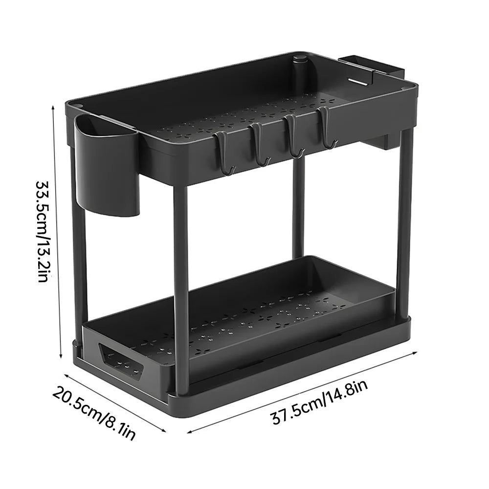 Kitchen Storage Rack with Sliding Cabinet Drawers Multi-Purpose Storage Shelf Holder Kitchen Desktop Organization Rack