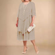 Plus Size Elegant Chiffon Dress Women's Irregular Layered Hem Flowy Midi Dress Fashion Party Wedding Guest Summer O-neck Dresses