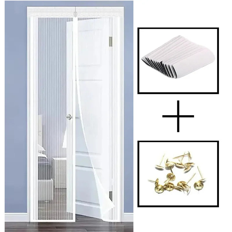 Magnetic soft gauze door curtain, no need to wear magnetic strips, summer mosquito proof door curtain, encrypted embroidery scre
