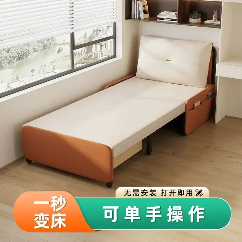 Single sofa bed folding dual-purpose small apartment rental apartment simple sofa lazy people can lie and sleep cat grab cloth