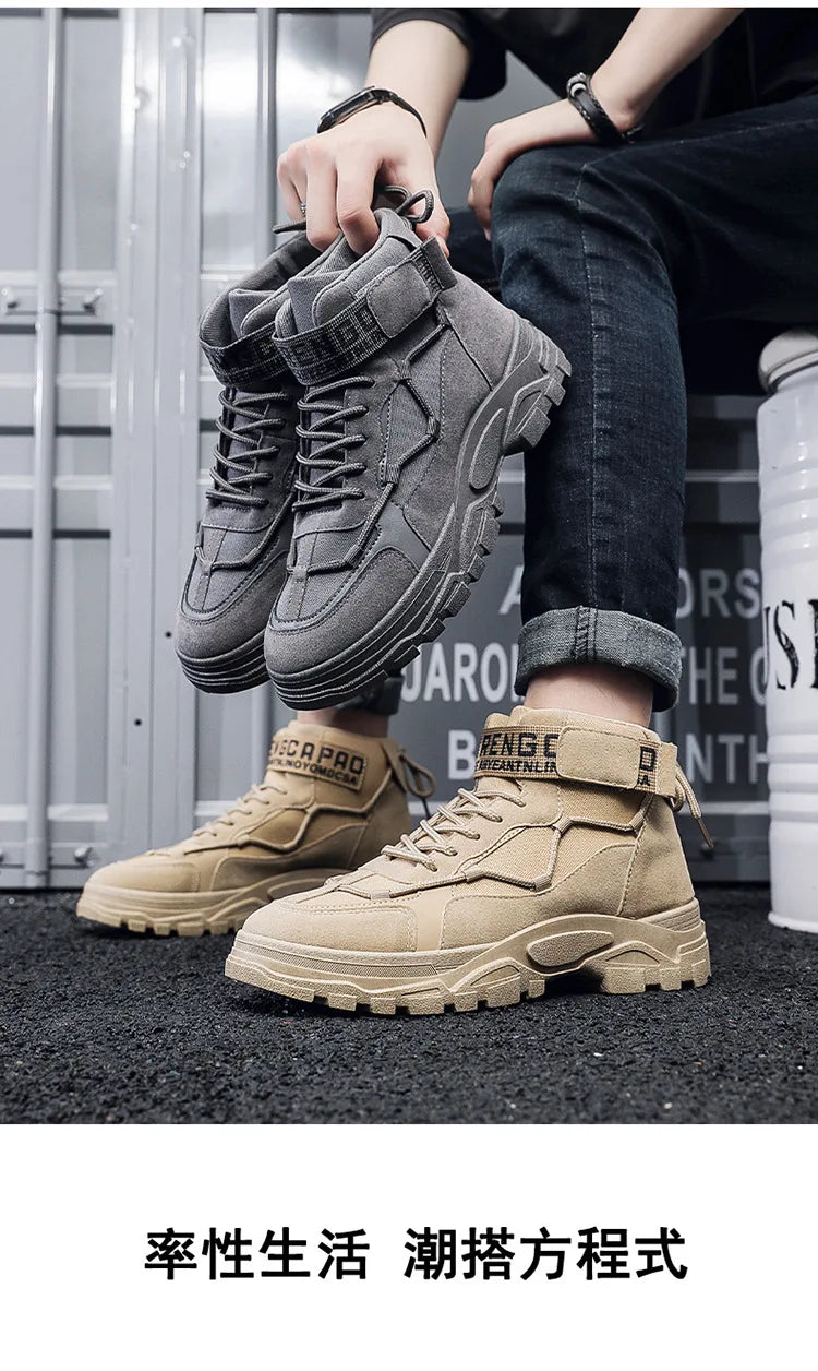 Men's Boots Tactical Combat Boots for Men Outdoor Hiking Winter Shoes Lightweight Non-Slip Men's Desert Ankle Boots Bota