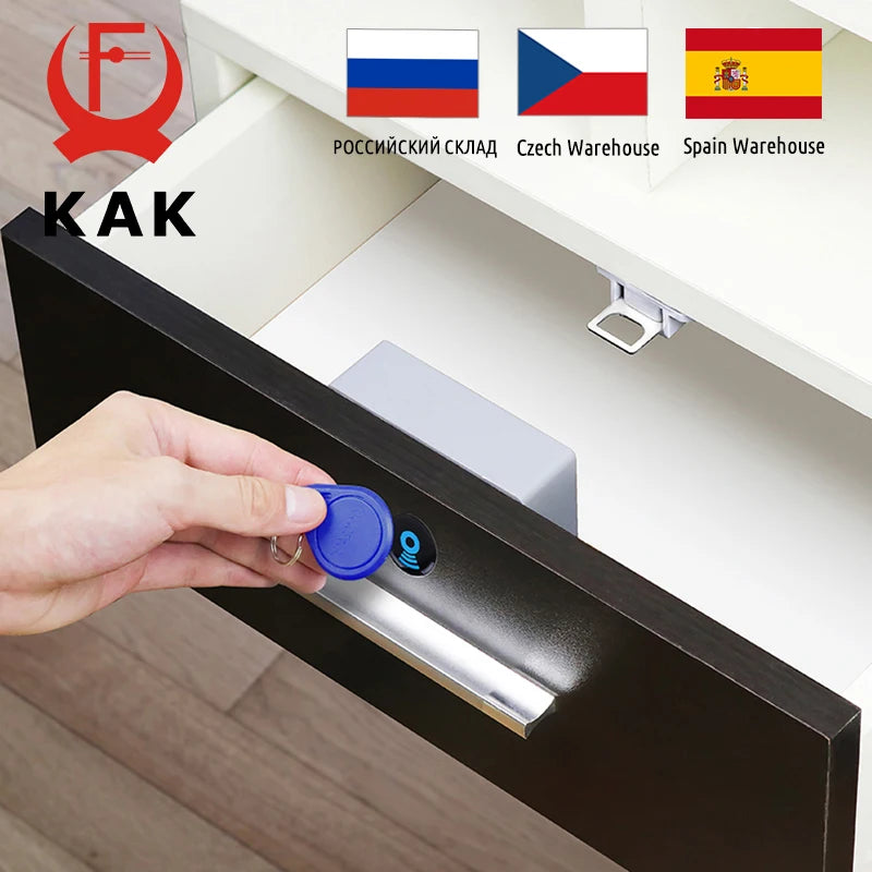 KAK Electronic Lock Locker RFID Cabinet Lock Invisible Sensor Lock Hidden Drawer Locks Keyless Child Safety Lock Door Hardware