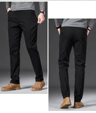 97% Cotton Men's Casual Pants Autumn Fashion Comfortable Elastic Slim Straight Business Trousers Black ArmyGreen Khaki