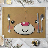 40X30cm Animal Cotton Linen Table Mat Cartoon Pig Bear Fox Frog Pattern Placemats For Children Kids Kitchen Dining Place Mats