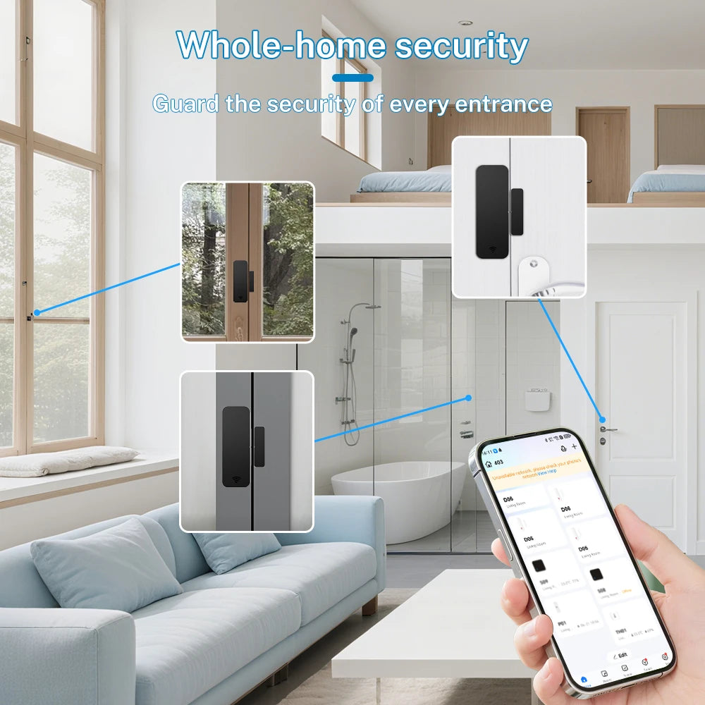 Tuya Zigbee Wifi Door and Window Sensor Security Burglar Alarm Magnetic Presence Sensor Smart Life Works with Google Home Alexa