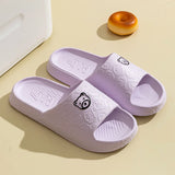 Summer Children Slippers Indoor Cute Bear Print Anti-Slip Soft Sole Exquisite Parent-Child Shoes Home Comfy Leisure Shoes