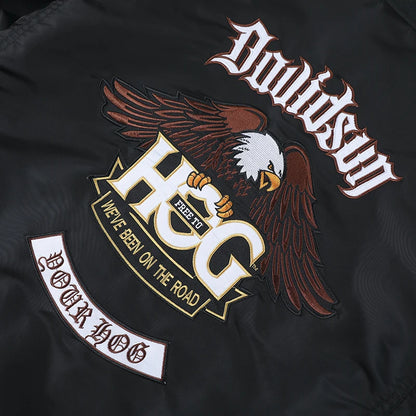 Chaqueta de vuelo de águila, ropa de trabajo para hombre, primavera y otoño, uniforme de béisbol de piloto, traje de vuelo táctico bordado, industria pesada, negro