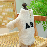 Modern Letters Winter Clothes for French Bulldog Fluffy Wind Proof Cat Sweatshirt Breathable Thick Fleece New Year York Dog Coat