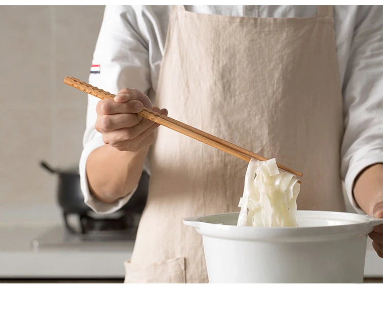 Japanese Extra Long Wooden Chopsticks Polished Beech Wood Fried Food Noodle Anti-slip Chopsticks Kitchen Cooking Tools