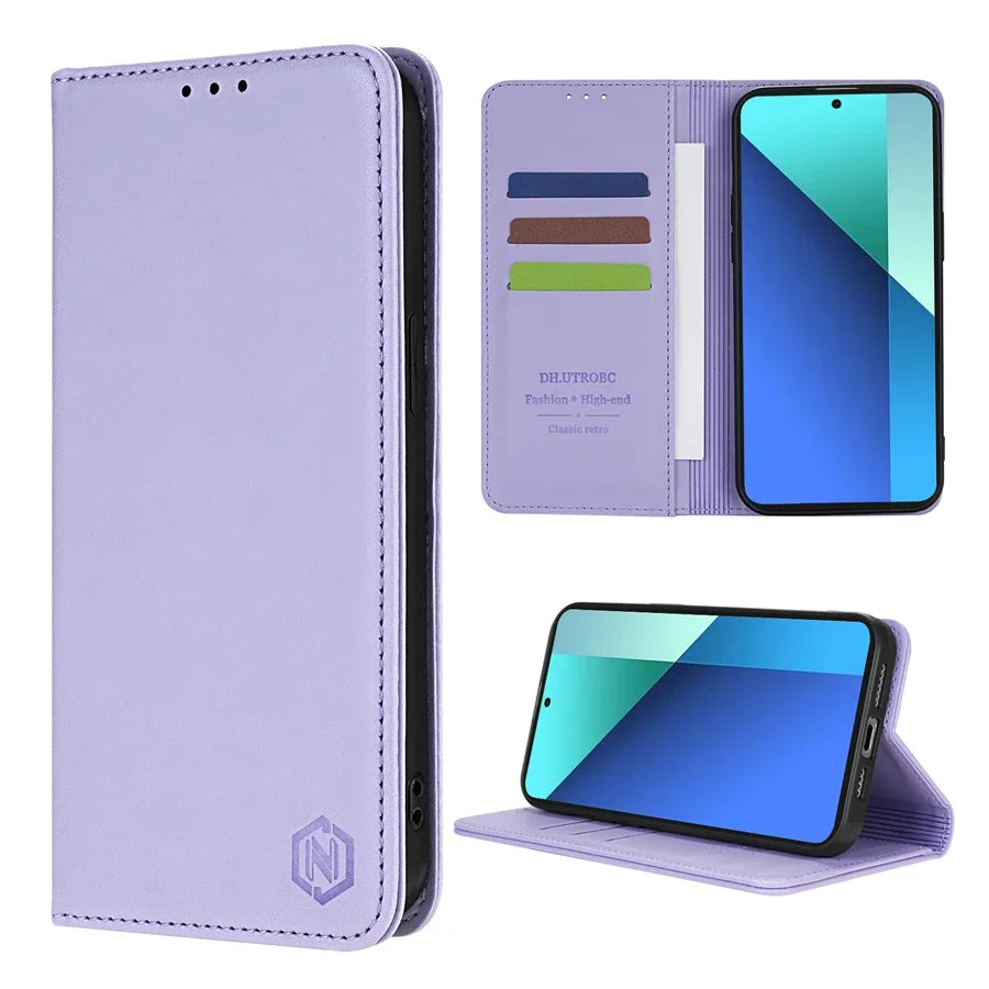 Wallet Skin friendly Magnetic Card Slot Flip Leather Case For Xiaomi 14T 13T 11T Poco X6 C65 C75 Redmi 14C 13C 13 12C 10C 9A 9C