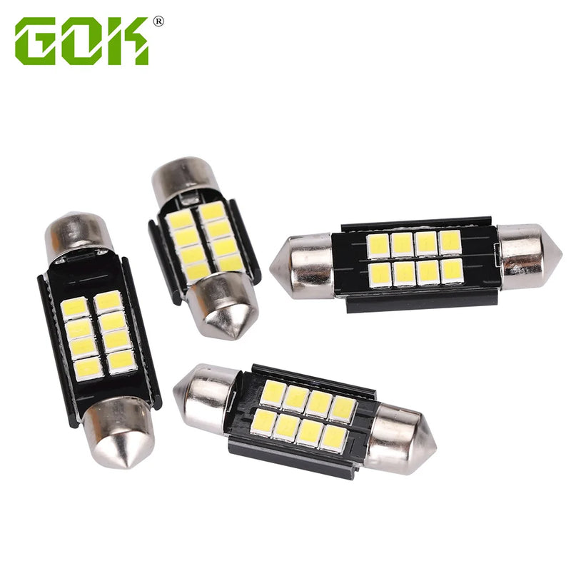Festón LED 8 Smd, 31Mm, 36Mm, 39Mm, 41Mm, Canbus C5W, sin errores, 2835, 3030, bombillas blancas de lectura para interiores, lámparas de cúpula, 2 uds.