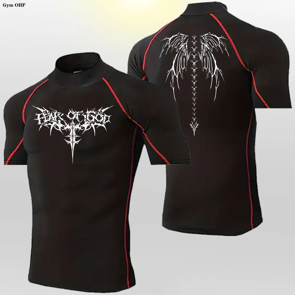 Camisetas esportivas masculinas de gola alta, fitness rápido, corrida, manga curta, tops de compressão, casual, ciclismo ao ar livre, calças respiráveis