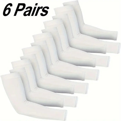 kkjoy 6 Pairs Unisex Cooling Arm Sleeves Compression Breathable Moisture Wicking for Men Women Sports Outdoor UV Protection