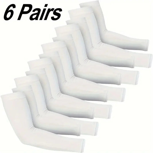 kkjoy 6 Pairs Unisex Cooling Arm Sleeves Compression Breathable Moisture Wicking for Men Women Sports Outdoor UV Protection
