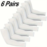 kkjoy 6 Pairs Unisex Cooling Arm Sleeves Compression Breathable Moisture Wicking for Men Women Sports Outdoor UV Protection