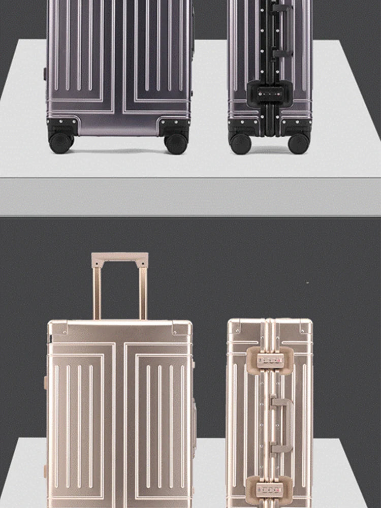 Maleta de viaje con ruedas de aleación de aluminio y magnesio 100 % de 20, 24 y 28 pulgadas, maleta de mano tipo carrito.