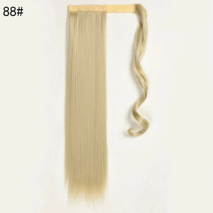 22 Polegada extensões de cabelo de rabo de cavalo reto sintético resistente ao calor envoltório em torno de pônei peruca para uso diário feminino