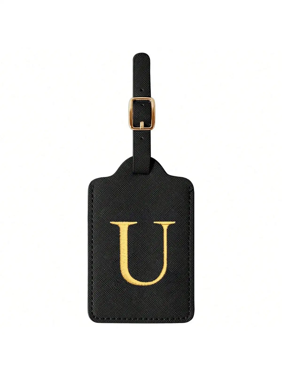 PU Leather Luggage Tag for Travel - Durable Suitcase ID Tag with Privacy Cover & Name Card Slot (A-Z) liu