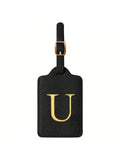 PU Leather Luggage Tag for Travel - Durable Suitcase ID Tag with Privacy Cover & Name Card Slot (A-Z) liu