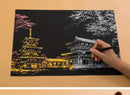 2 Sheets Scratch Paper Art Kit DIY Craft World Landmarks Animals City Scene Stylus Drawing Toy Adult Stress Relief Creative Gift