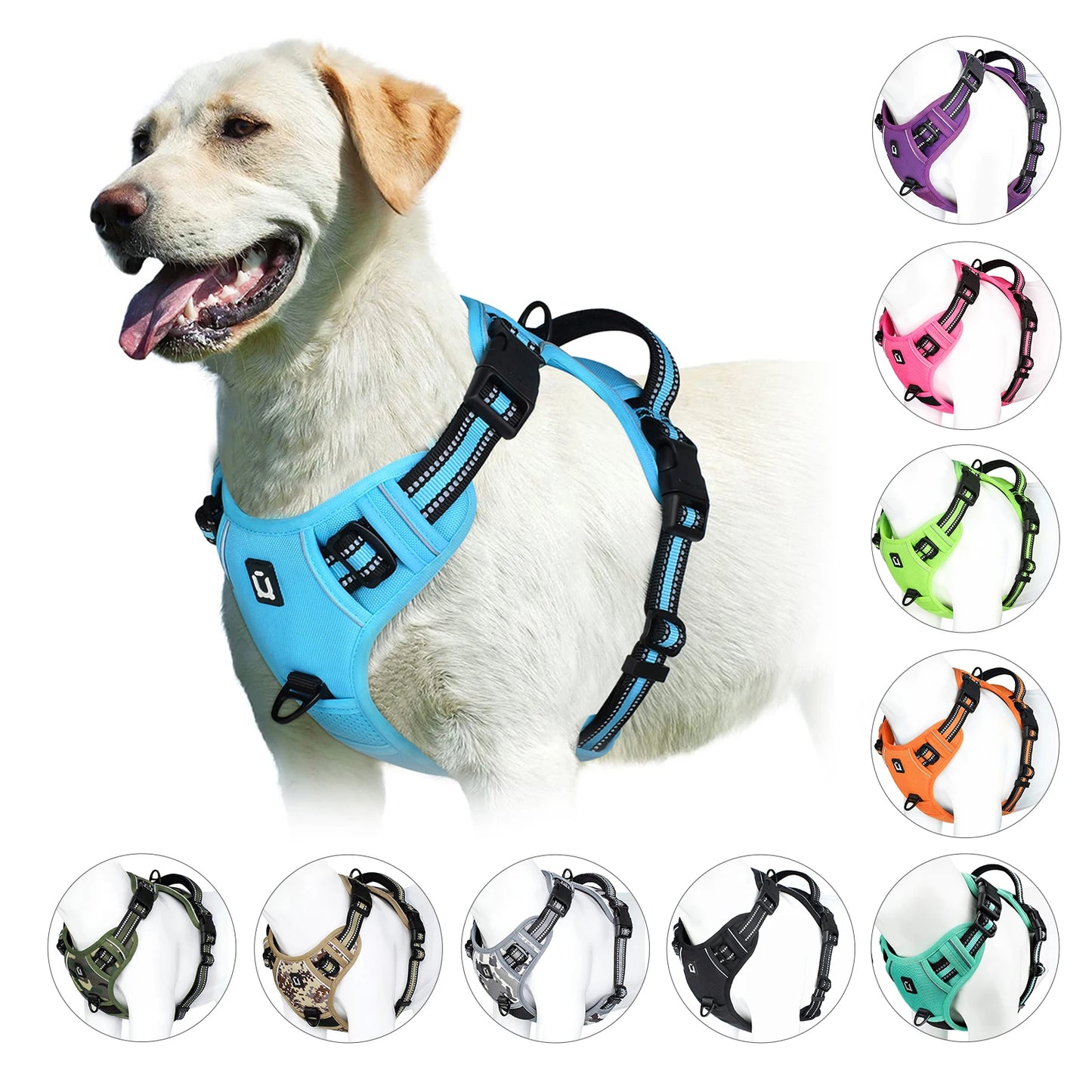 Arnés antitirones para perros, chaleco ajustable y acolchado suave con asa de fácil control.