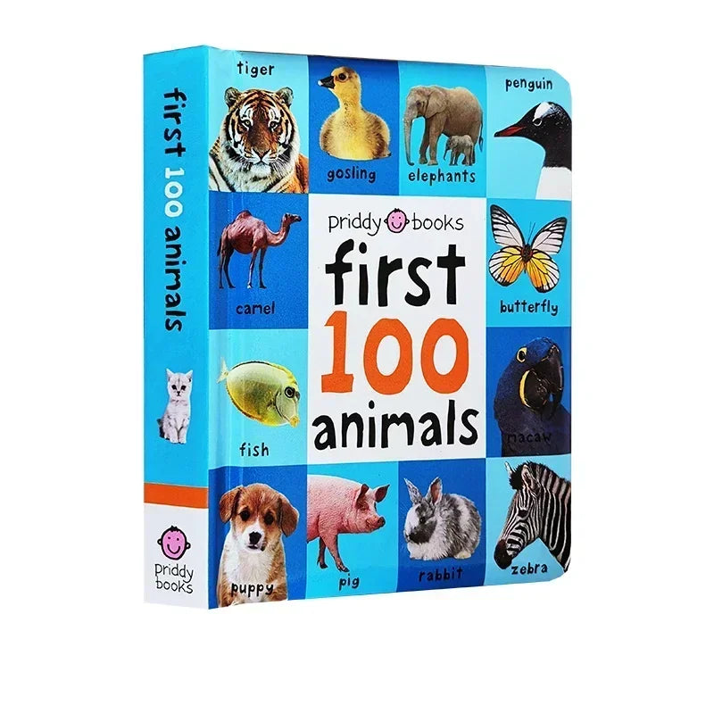 Montessori First 100 English Words Learning Cardboard Book Animals Colors Numbers Language Physical Picture Teaching Aids