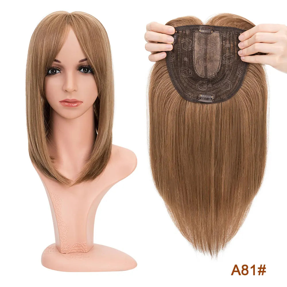 Benehair 14'' 18'' Hair Toppers with Bangs for Women Synthetic 6x6 Top Hairpieces Wigs Long Straight Clip in Hair Extension