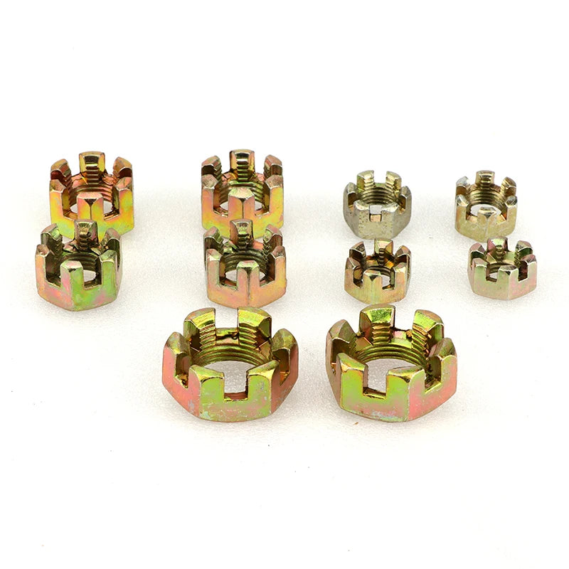 1Pair M10/M12/M14/M16/M20 Hex Slotted Nuts for 50cc-250cc ATV Kart Off-Road Vehicle Quad Bike Rear Axle Ball Joint Parts