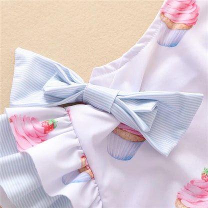 Trajes de baño de una pieza para niñas de 1, 2, 3, 4 y 5 años, estampados, para playa, verano, con lazo
