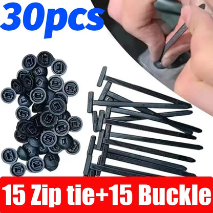 Universal Nylon Cable Tie Buckle Auto Fastener Screw Replacement Clip Car Fender Trunk Engine Guard Panel Wire Management Secure