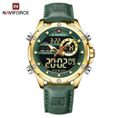 NAVIFORCE Luxury Original Watches For Men Casual Sport Chronograph Alarm Quartz WristWatch Leather Waterproof Digital Clock 9163