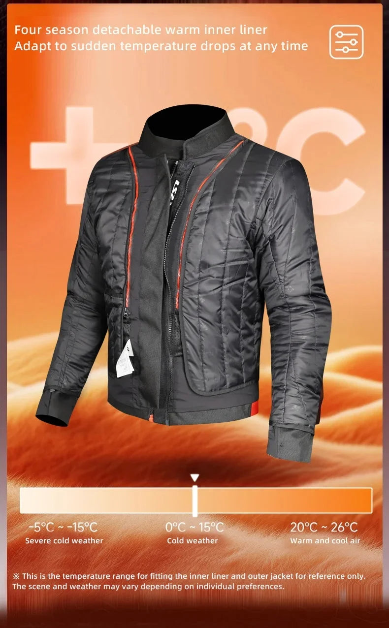 LS2 Winter Waterproof Motorcycle Jacket Men Women CE Certified Riding Jacket Warm Protective Gear with Removable Thermal Liner